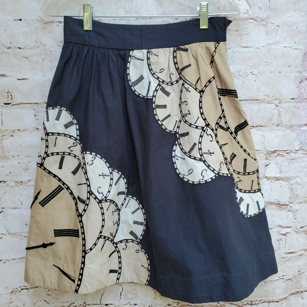 ANTHROPOLOGIE By Floreat LOST TIME 2 Skirt Clock